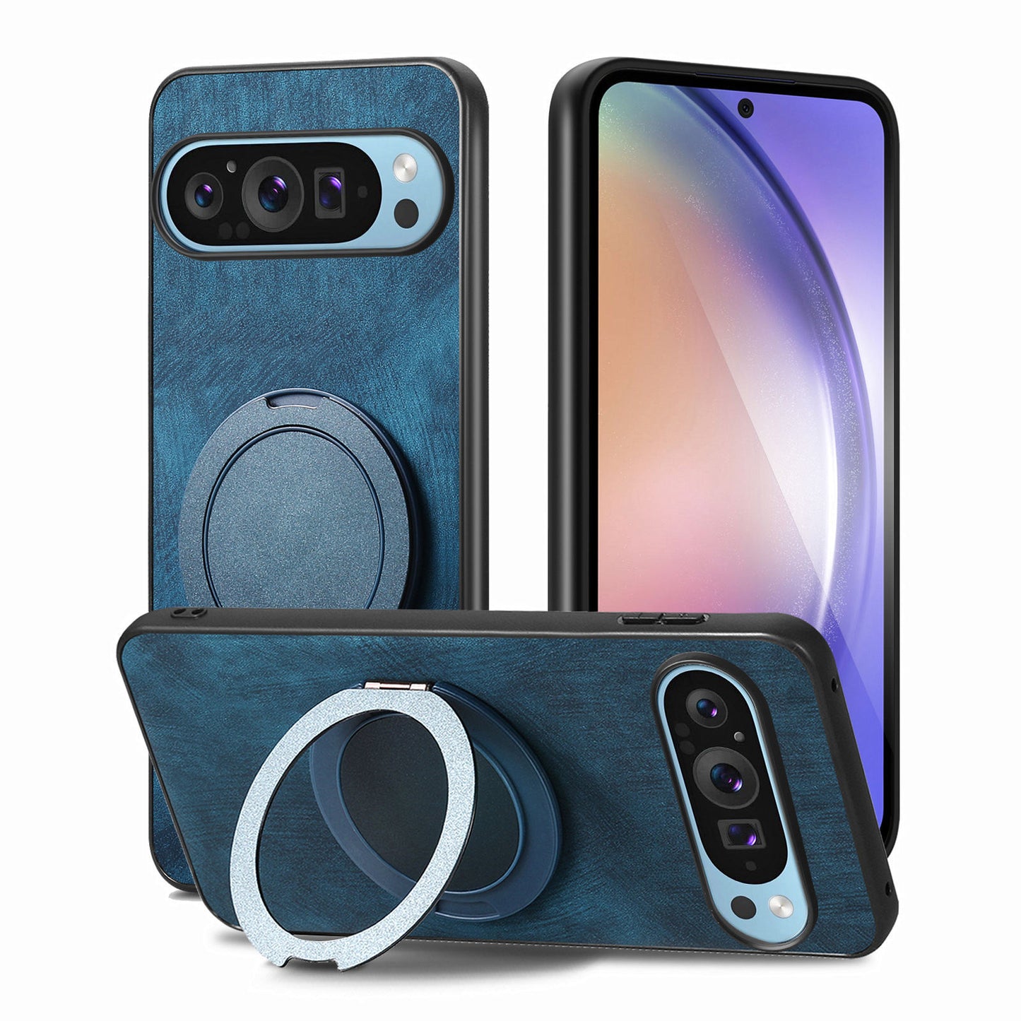 Plain leather magnetic rotating bracket Google pixe phone case