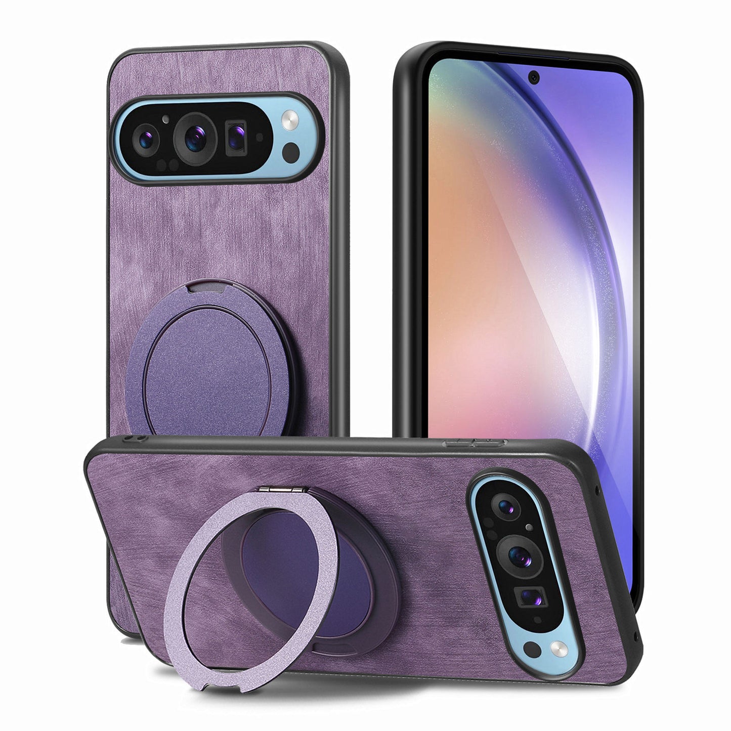 Plain leather magnetic rotating bracket Google pixe phone case