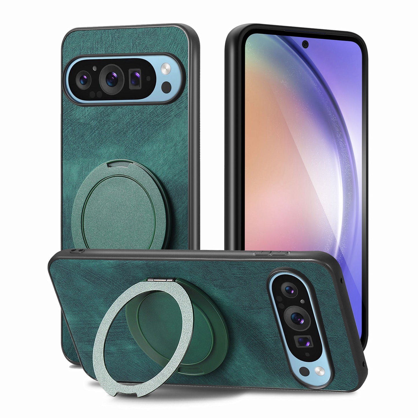 Plain leather magnetic rotating bracket Google pixe phone case