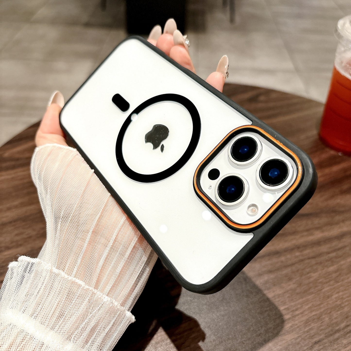 Ring nail contrast color magnetic iPhone case