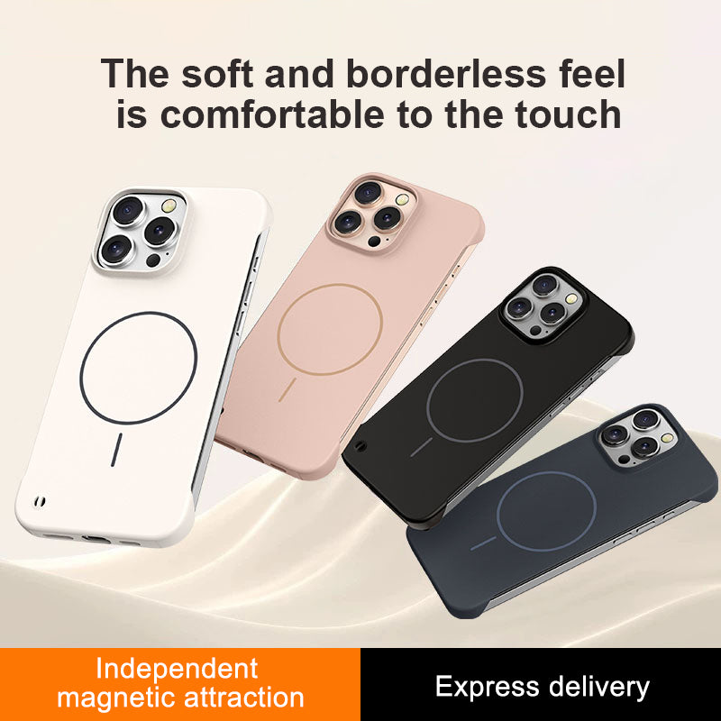 Thin circle magnetic skin-feel solid color frameless shell Apple phone case