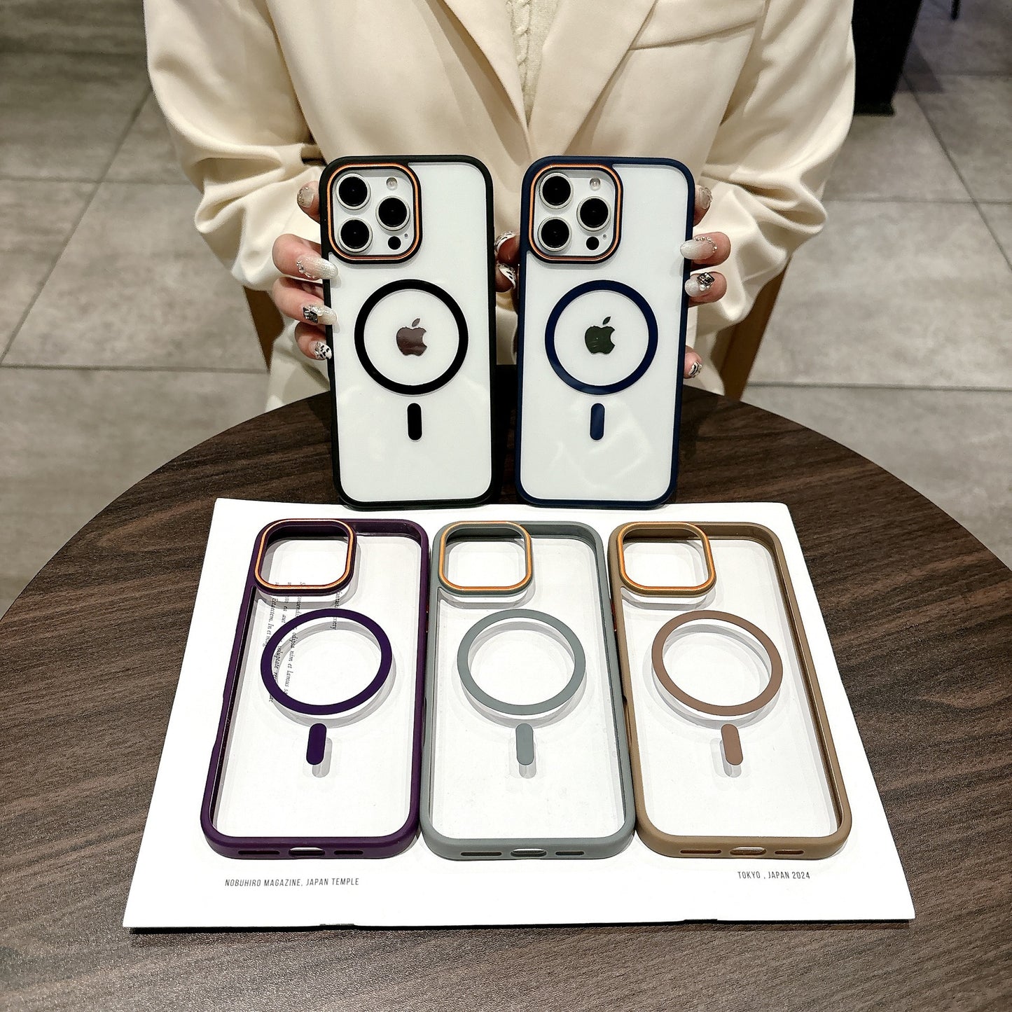 Ring nail contrast color magnetic iPhone case