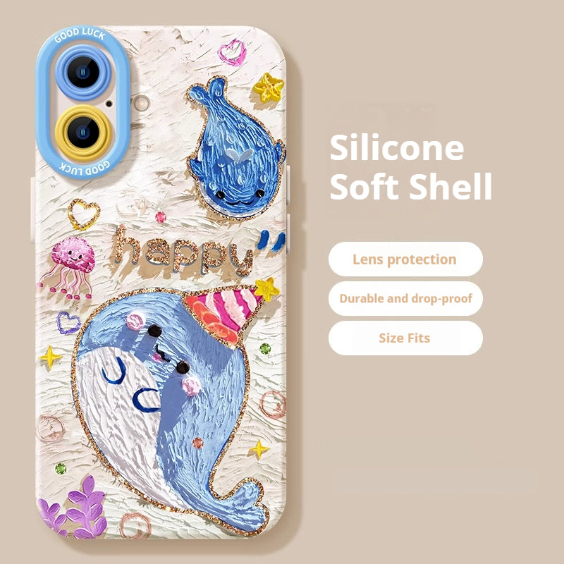 Cute whale anti-drop Apple phone case