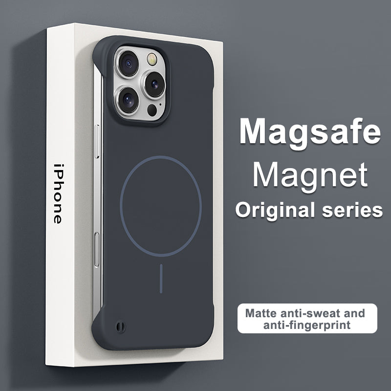 Thin circle magnetic skin-feel solid color frameless shell Apple phone case