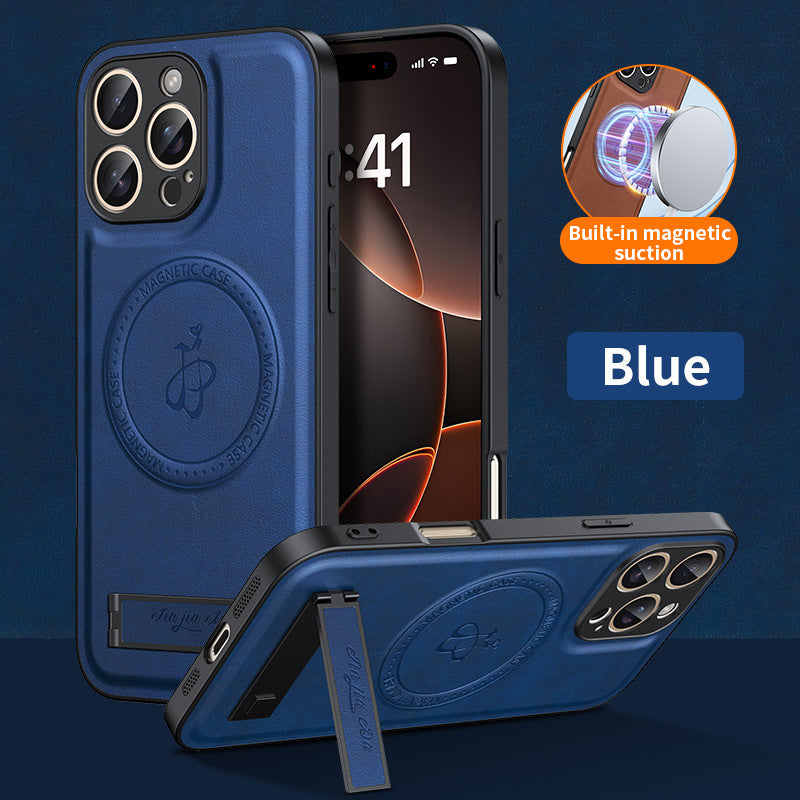Shockproof leather magnetic stand Apple phone case