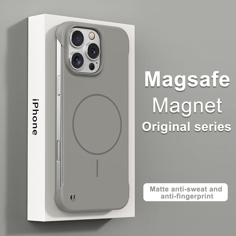 Thin circle magnetic skin-feel solid color frameless shell Apple phone case