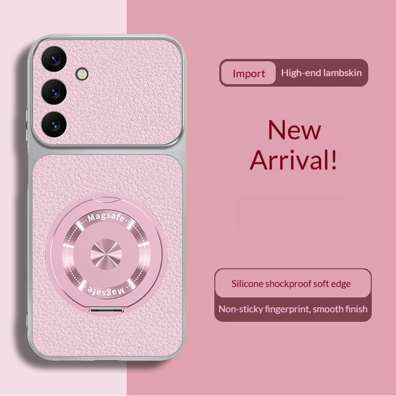 Skin-friendly lambskin magnetic stand Samsung phone case