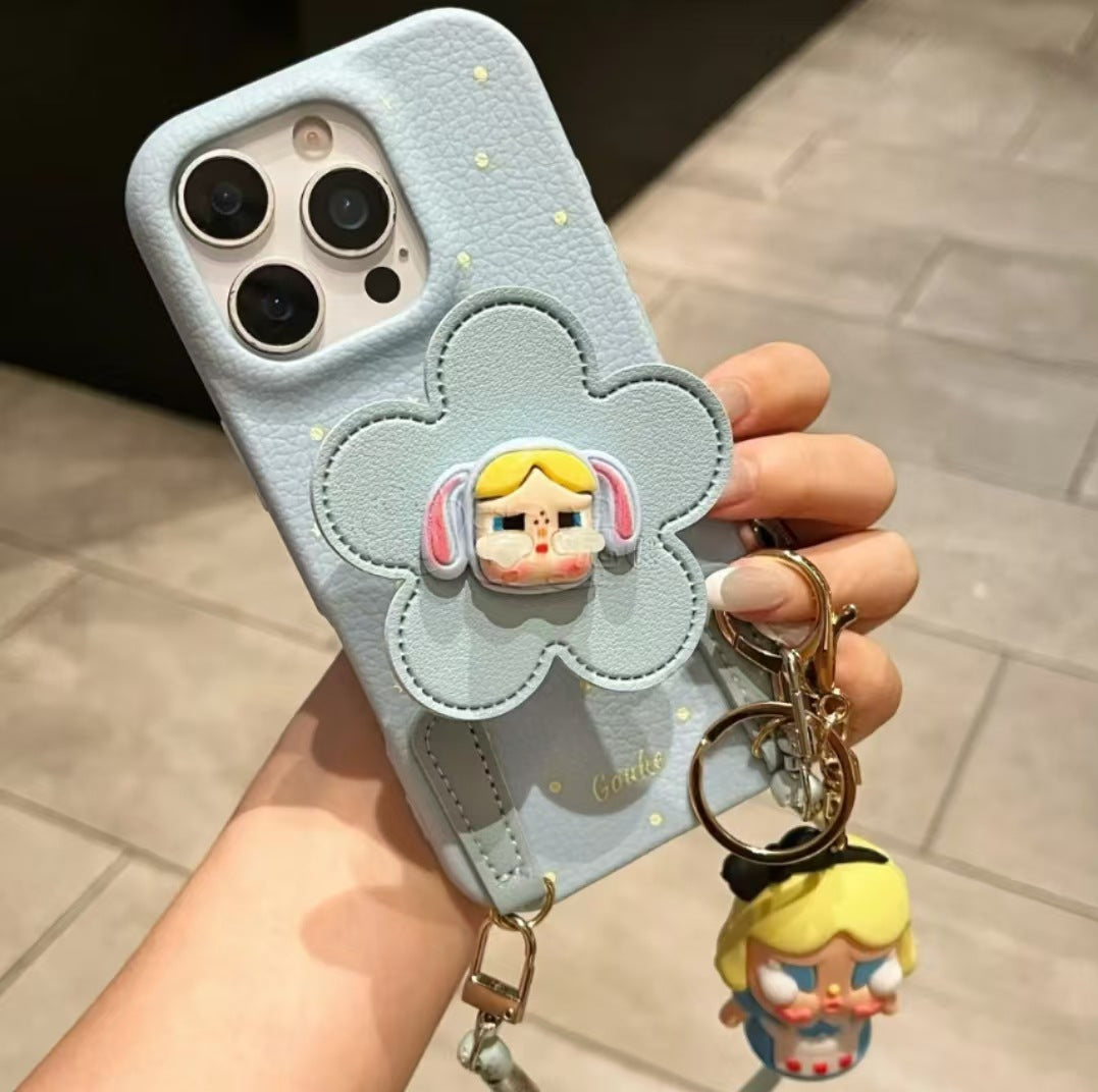 Cartoon Stand Handbell Strap Apple Phone Case