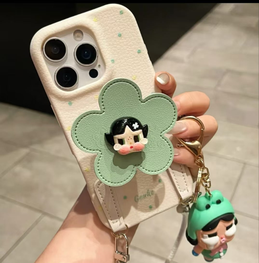 Cartoon Stand Handbell Strap Apple Phone Case