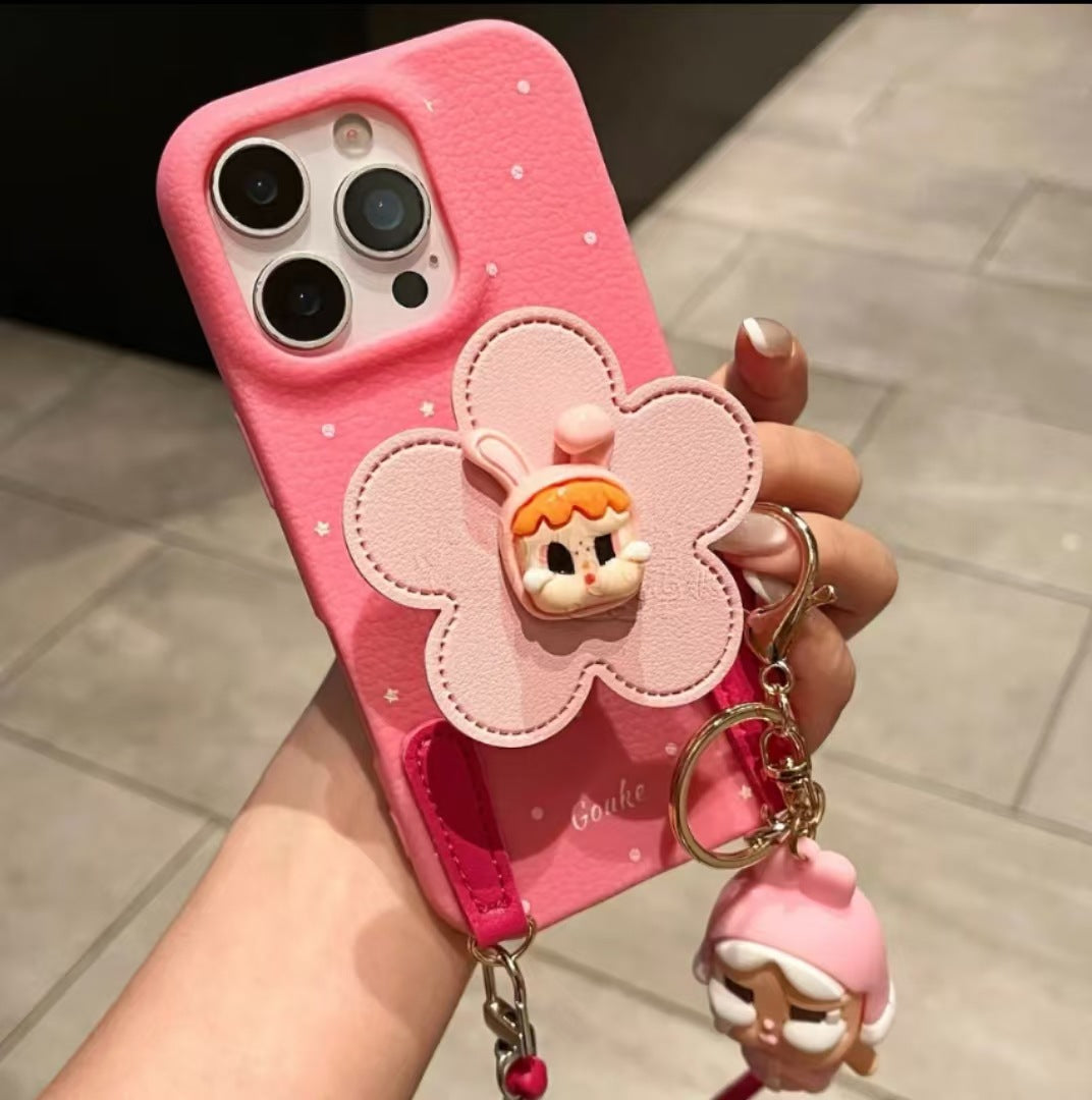 Cartoon Stand Handbell Strap Apple Phone Case