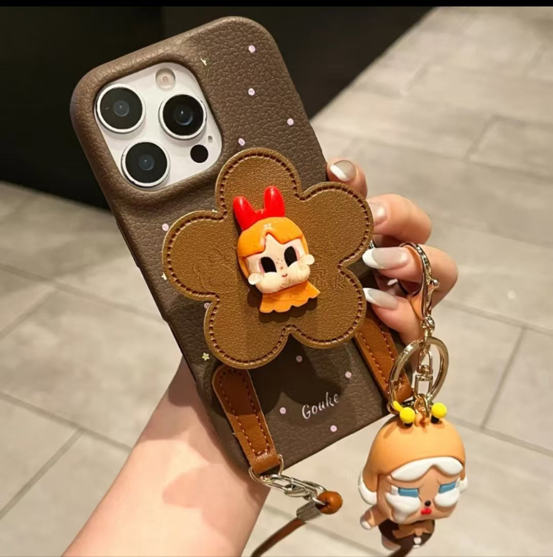 Cartoon Stand Handbell Strap Apple Phone Case