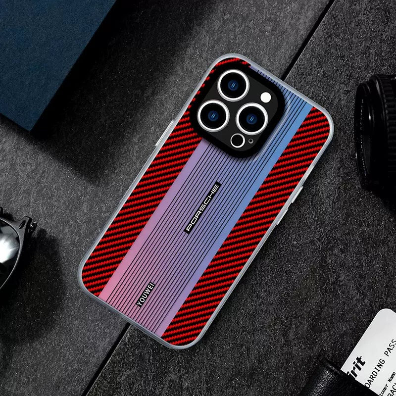 Gradient carbon fiber laser iPhone case