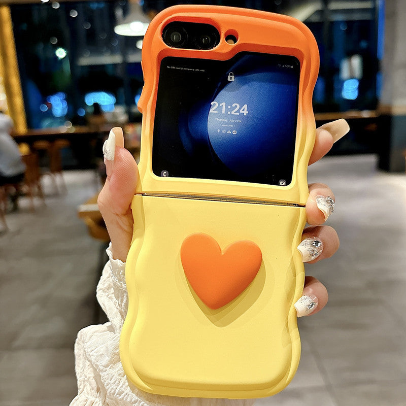 Solid color simple small heart Z Flip phone case