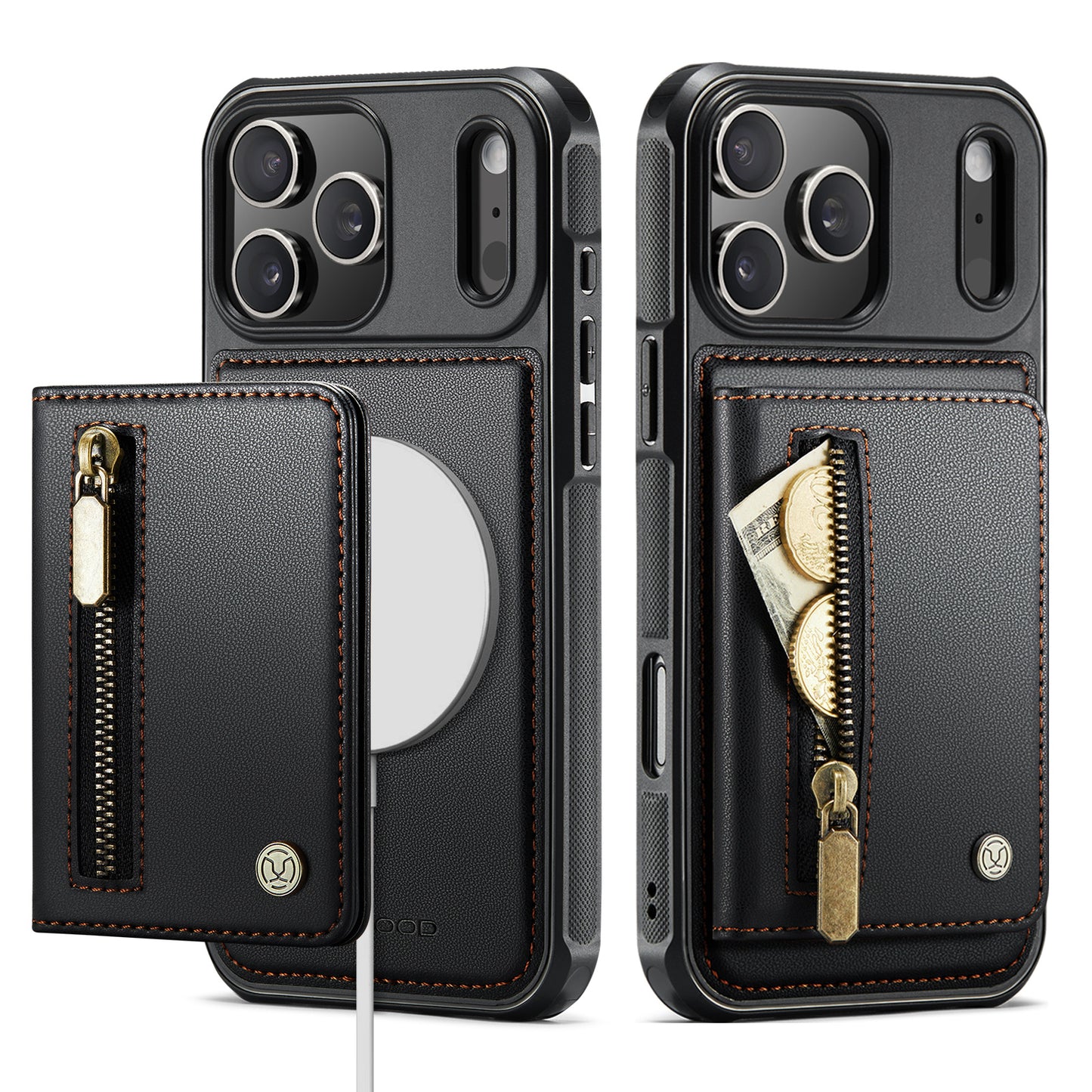 Split zipper card holder Apple phone case