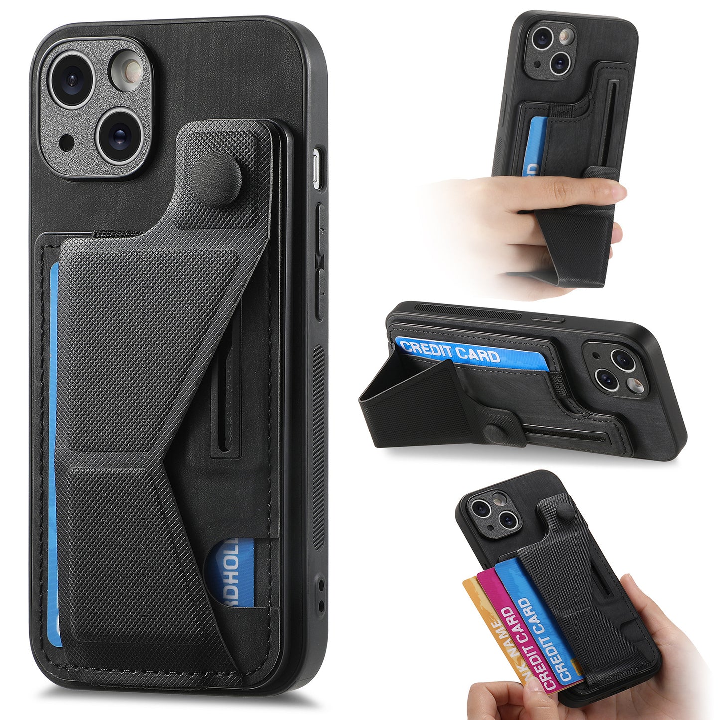 Leather Card Holder Stand iPhone Case