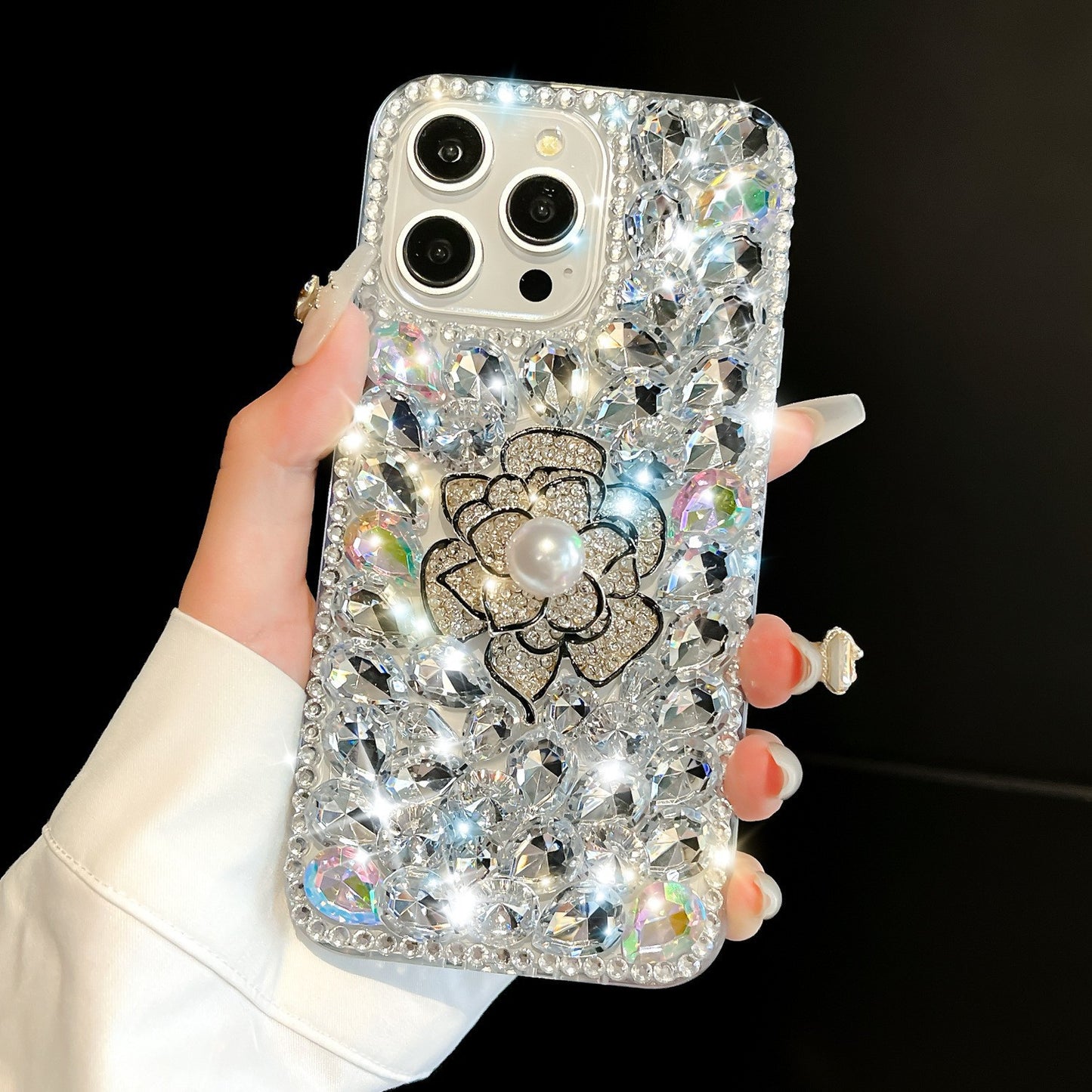Rhinestone Camellia iPhone Case