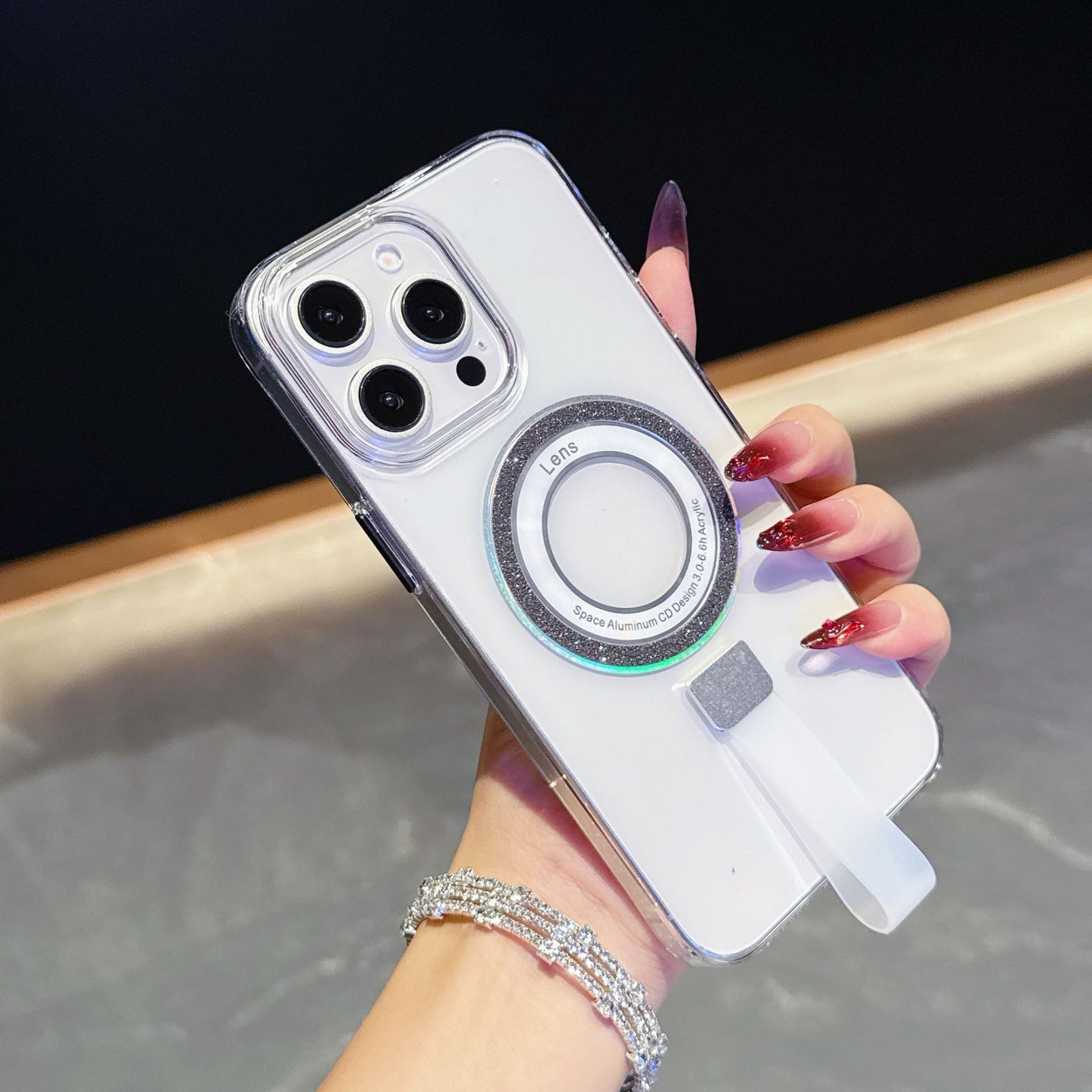 Transparent glitter magnetic iPhone case