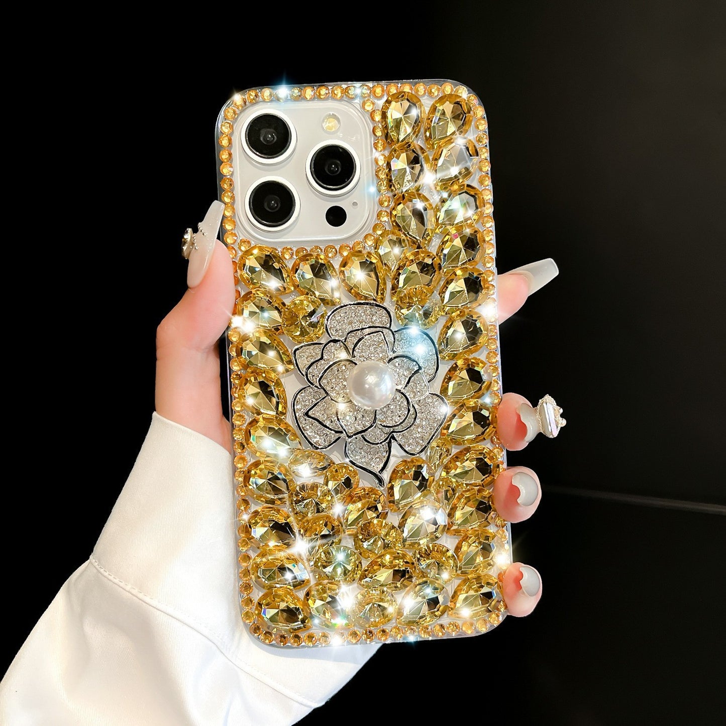 Rhinestone Camellia iPhone Case