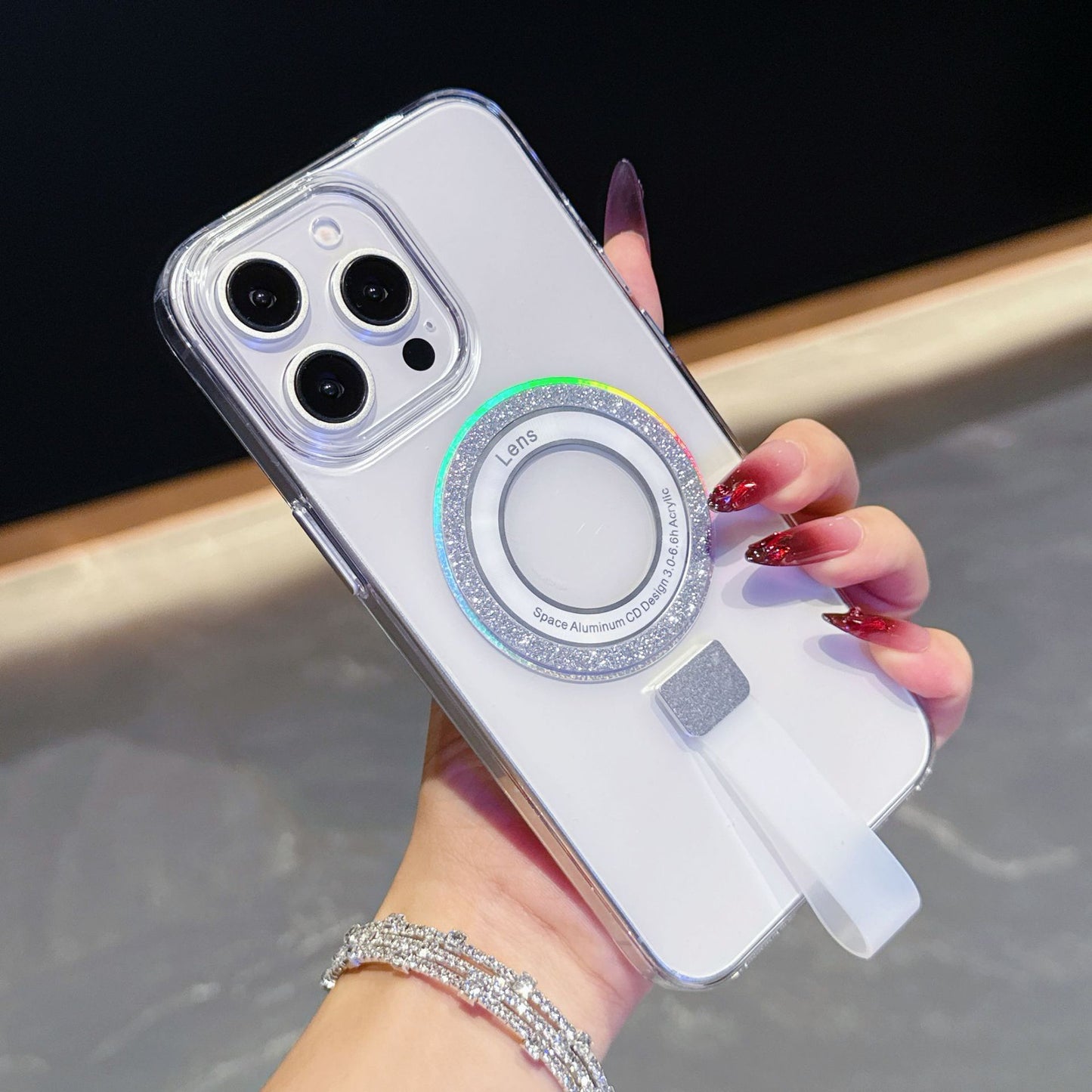 Transparent glitter magnetic iPhone case