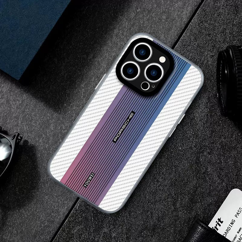 Gradient carbon fiber laser iPhone case