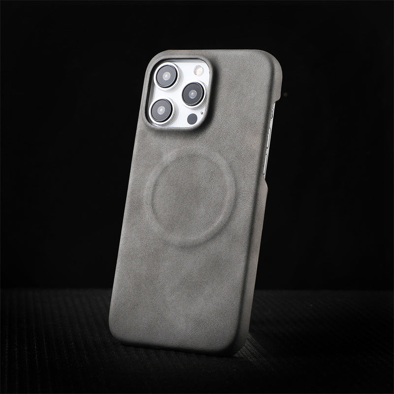 Skin-feeling sheepskin magnetic iPhone case