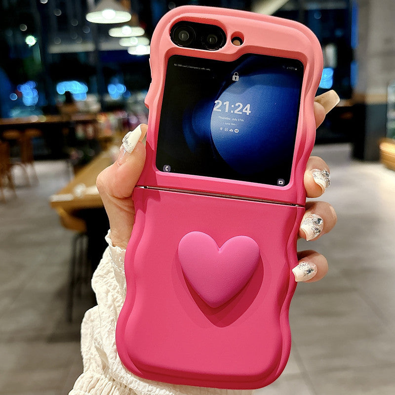 Solid color simple small heart Z Flip phone case