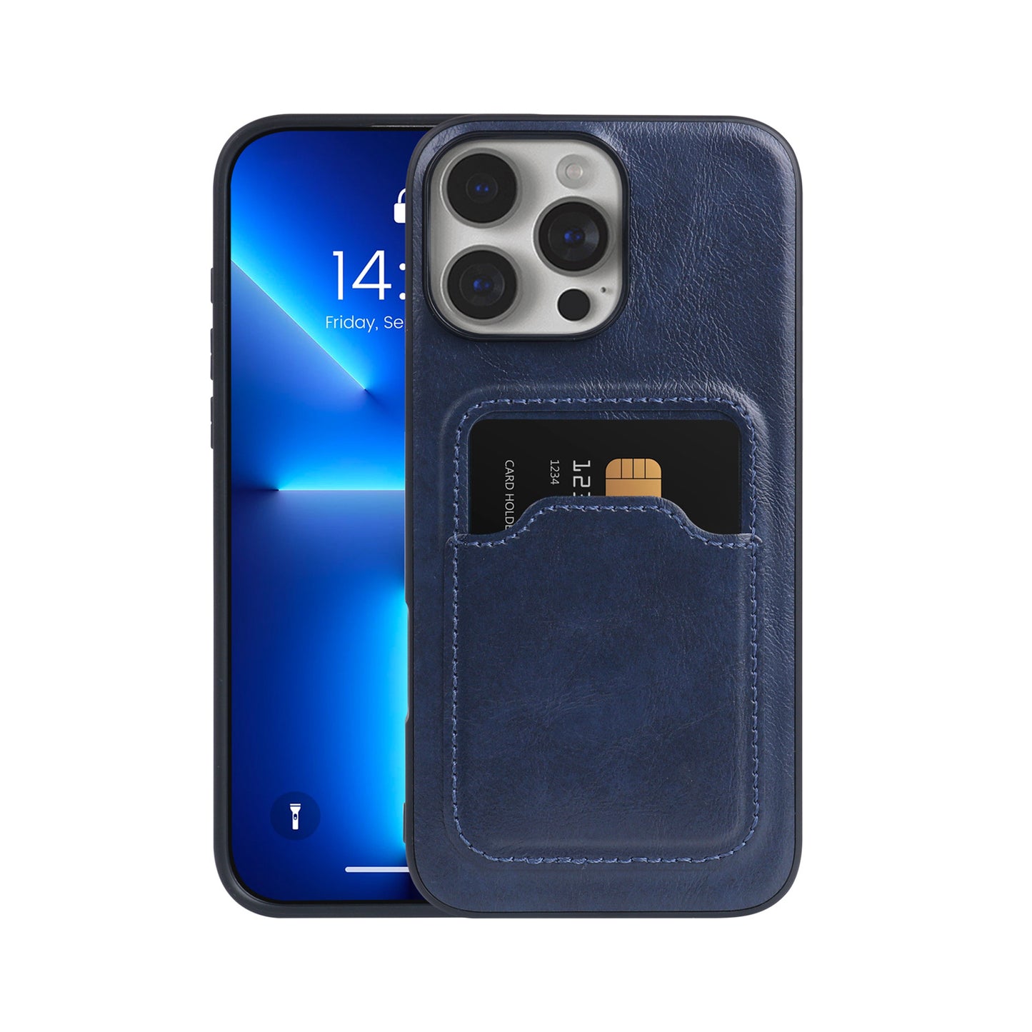 Minimalist Retro PU Leather iPhone Case with Integrated Card Holder