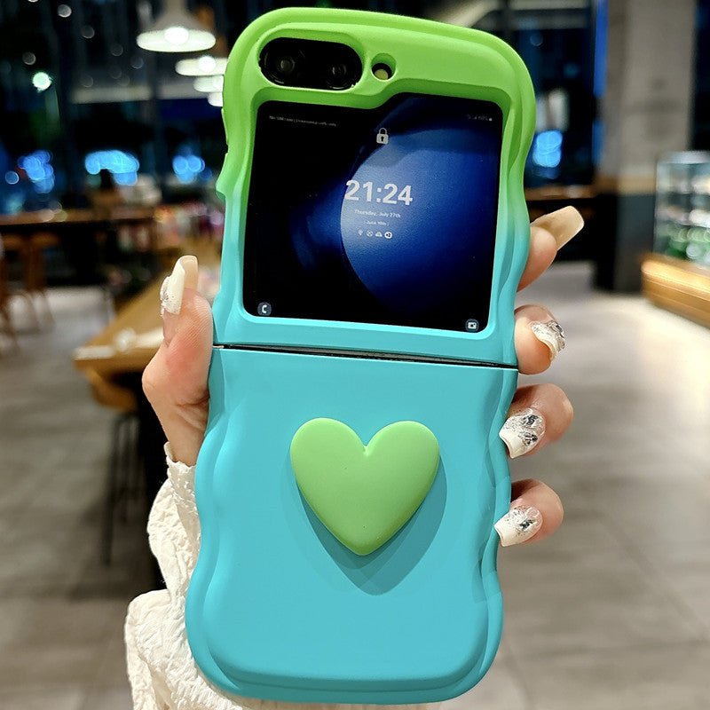 Solid color simple small heart Z Flip phone case