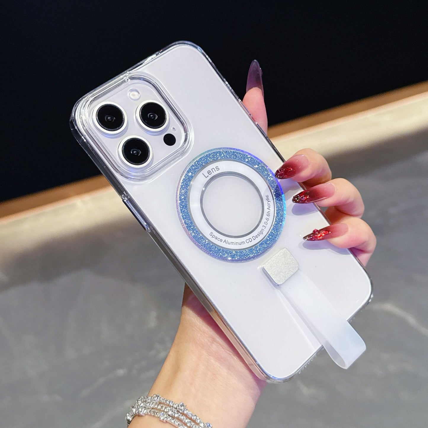 Transparent glitter magnetic iPhone case