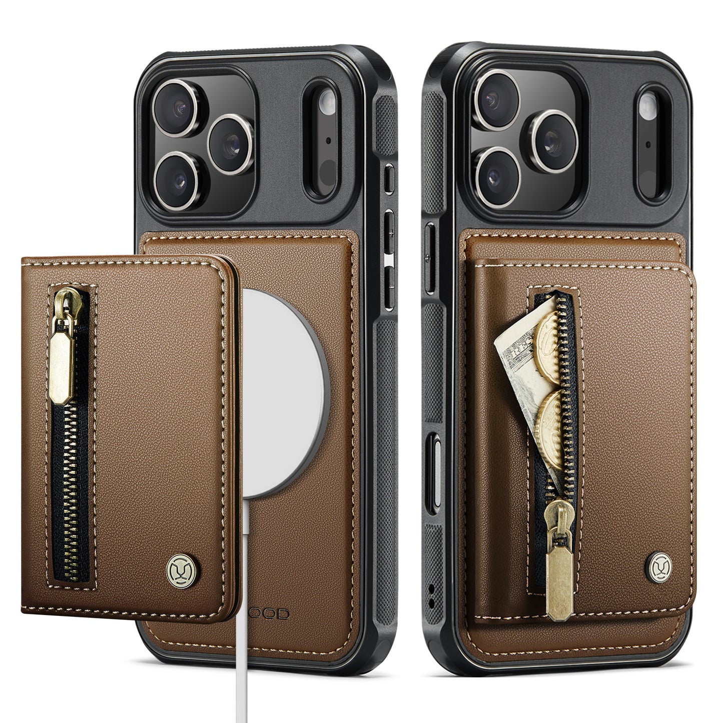 Split zipper card holder Apple phone case