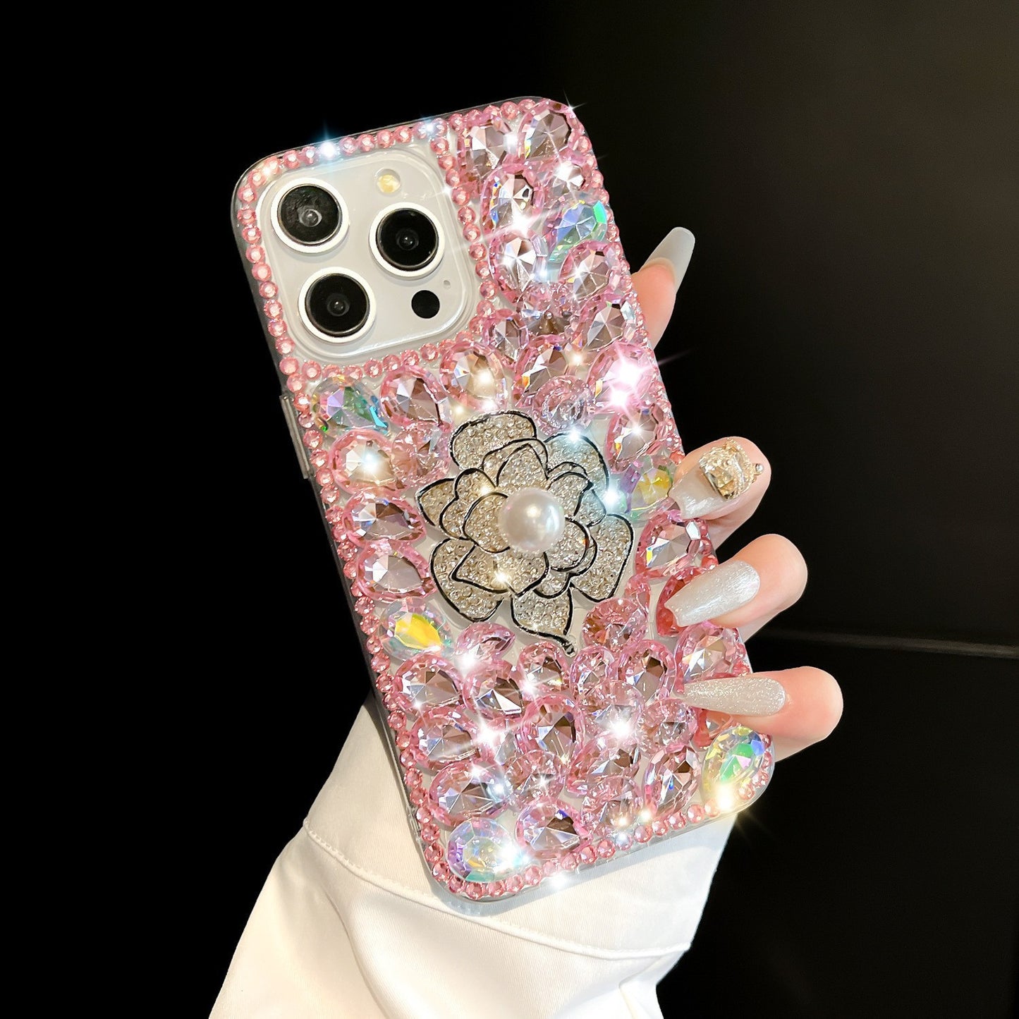 Rhinestone Camellia iPhone Case
