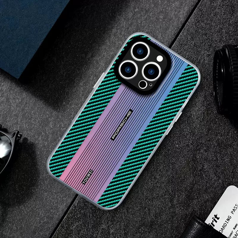 Gradient carbon fiber laser iPhone case