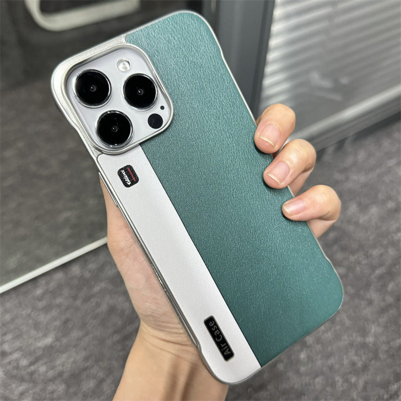 Plain leather electroplating PC half-covered Apple phone case