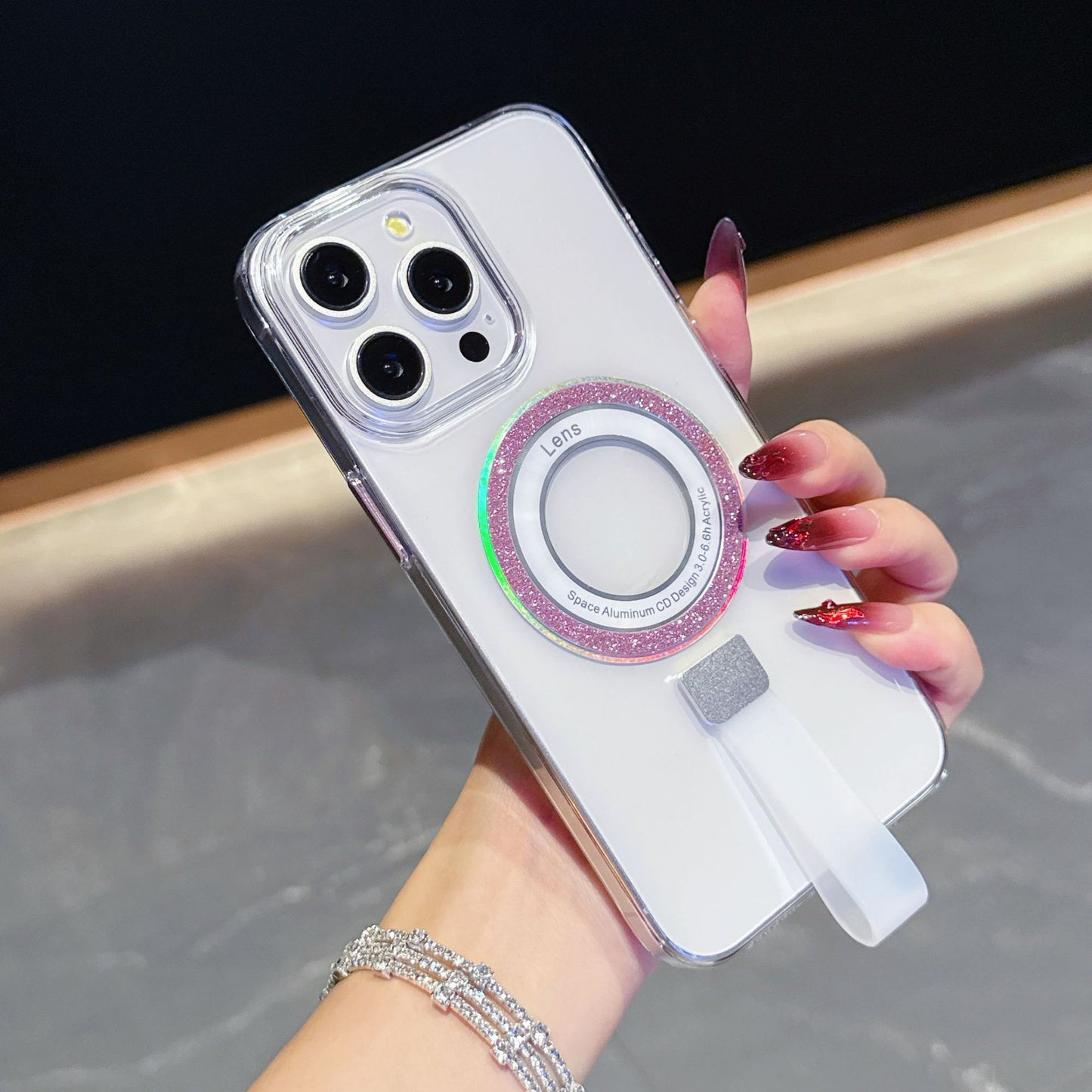 Transparent glitter magnetic iPhone case