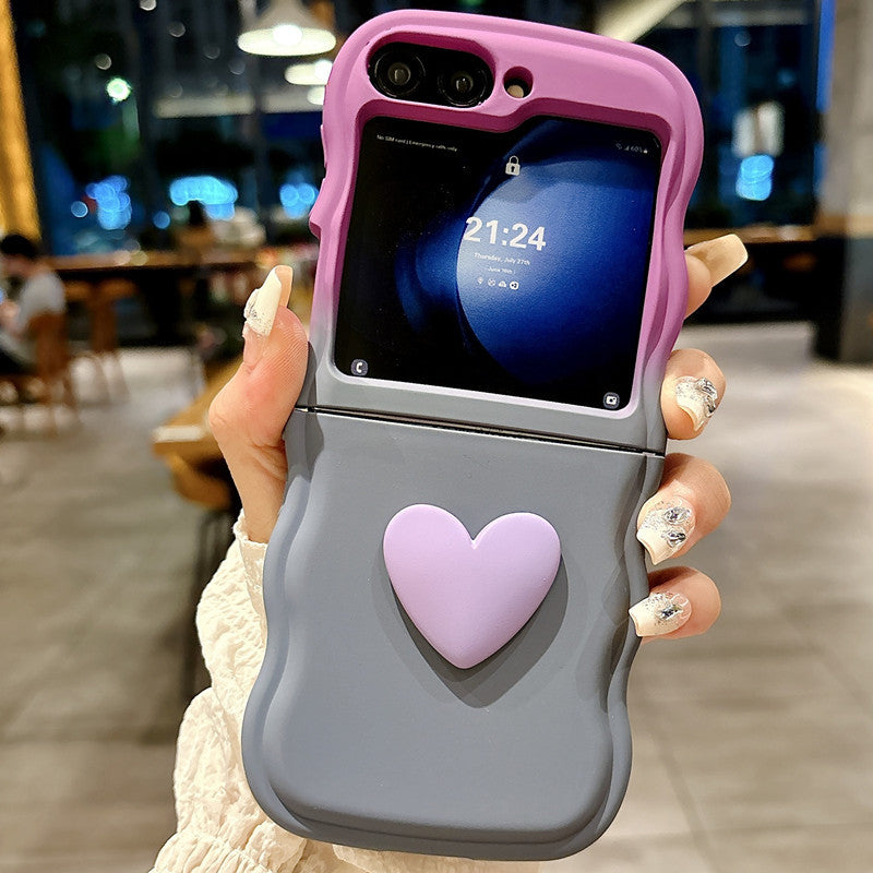 Solid color simple small heart Z Flip phone case