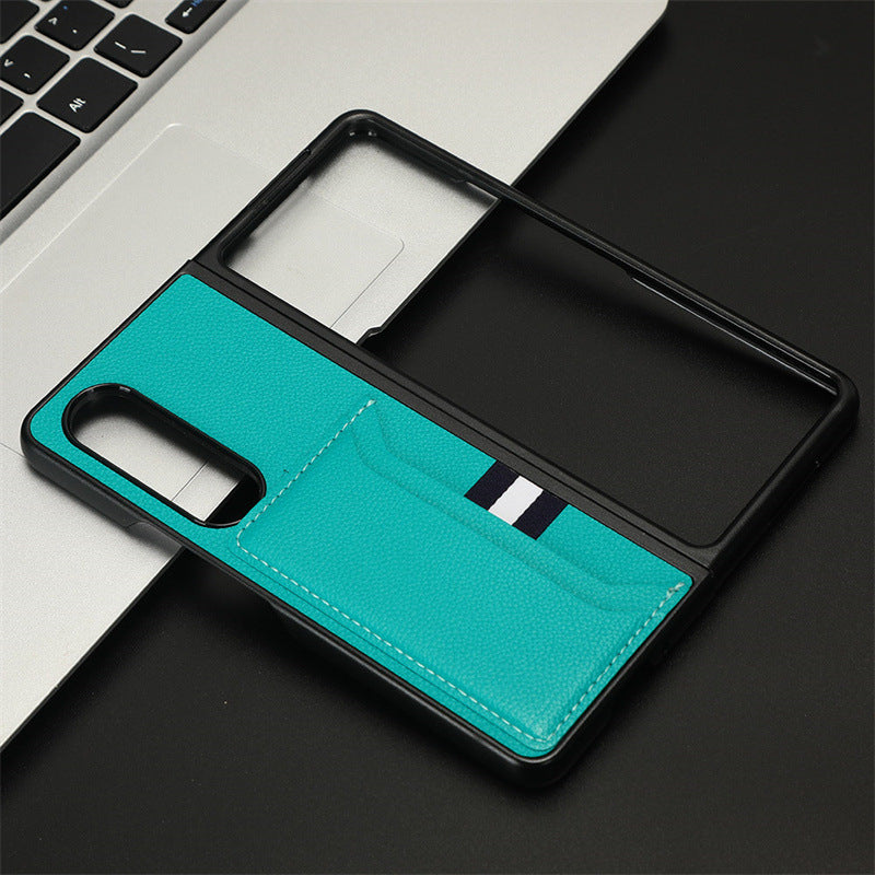 Litchi pattern card slot sticker Samsung Z Fold mobile phone case