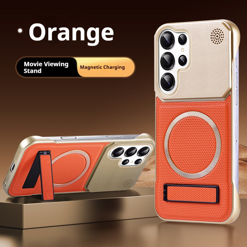 Frameless Aromatherapy Leather Magnetic Bracket Samsung Phone Case