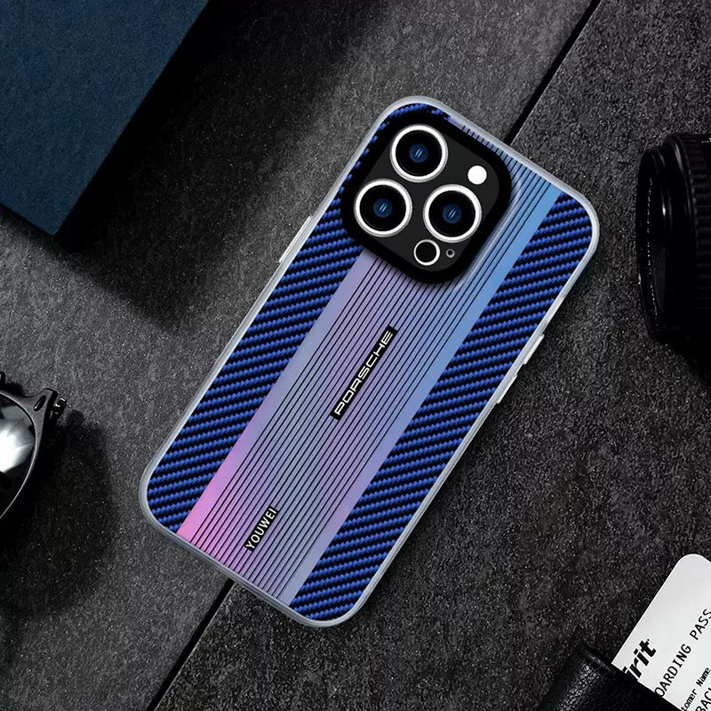 Gradient carbon fiber laser iPhone case