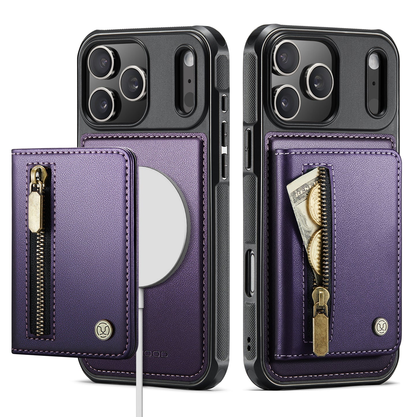 Split zipper card holder Apple phone case