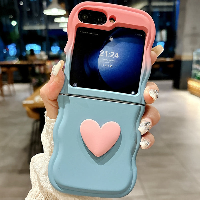 Solid color simple small heart Z Flip phone case