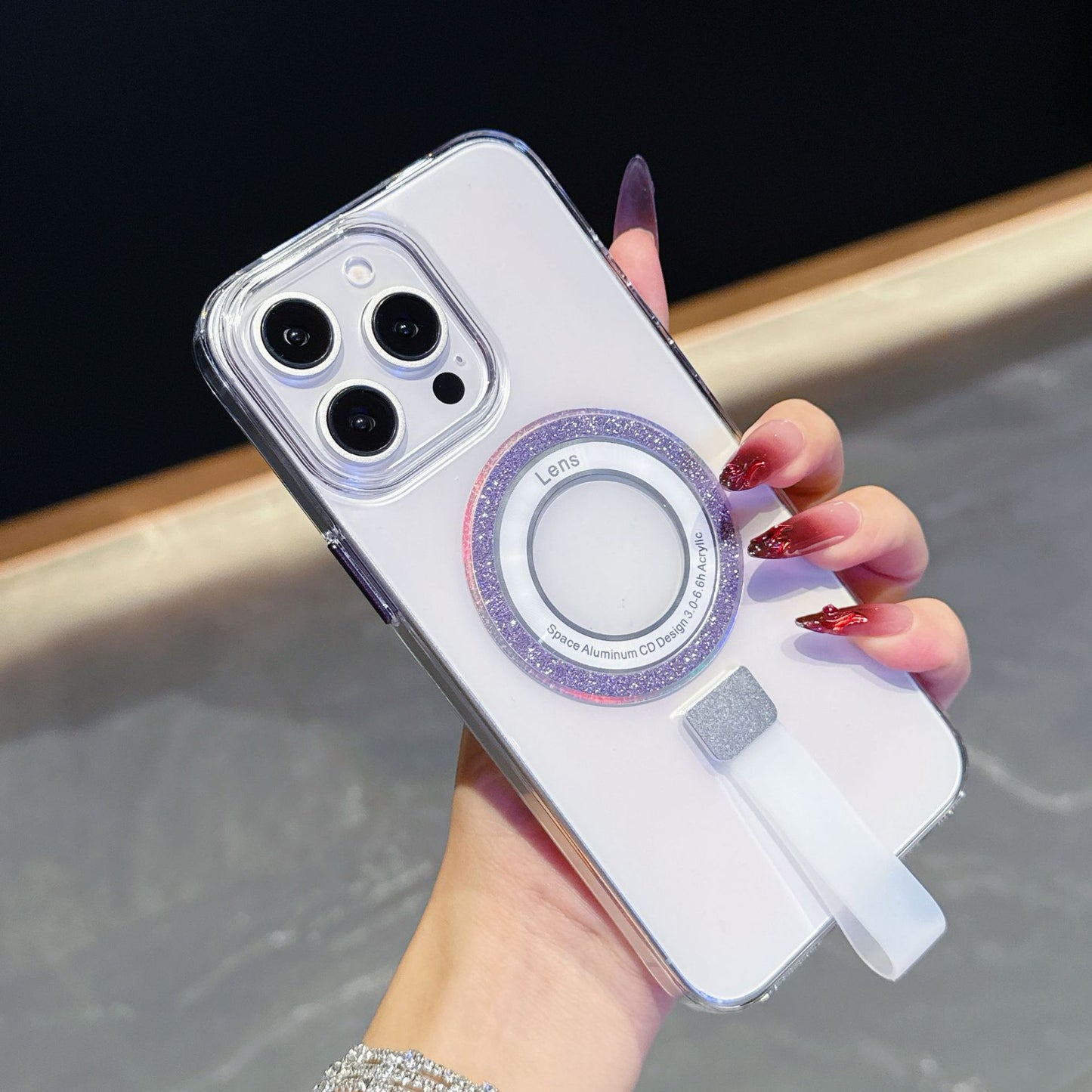 Transparent glitter magnetic iPhone case