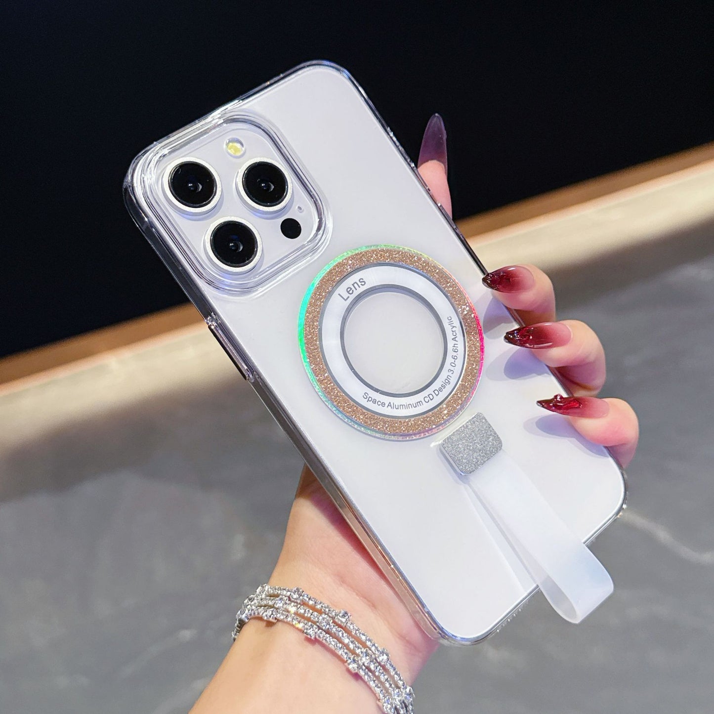 Transparent glitter magnetic iPhone case