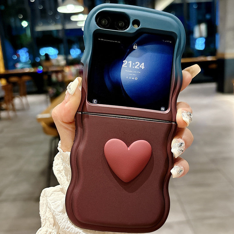 Solid color simple small heart Z Flip phone case