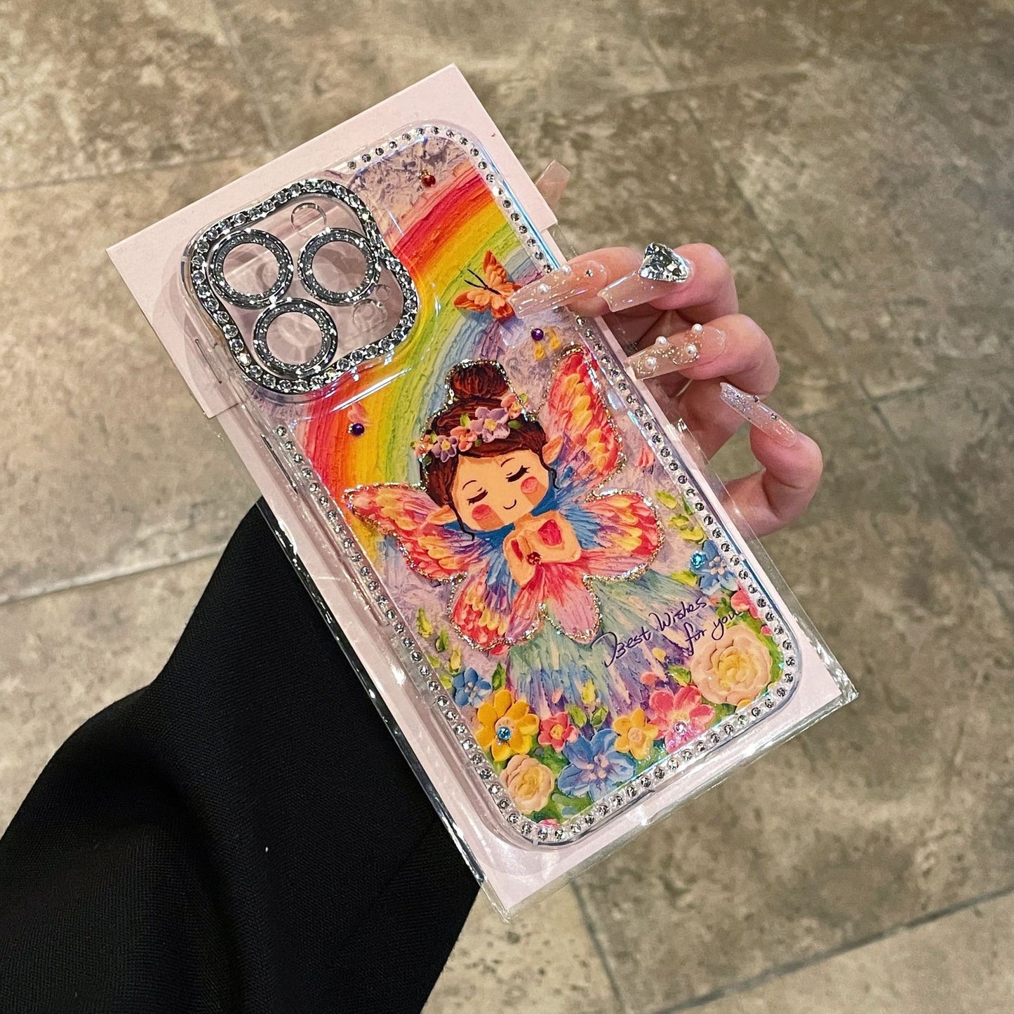 Light luxury diamond oil painting flower Apple phone case