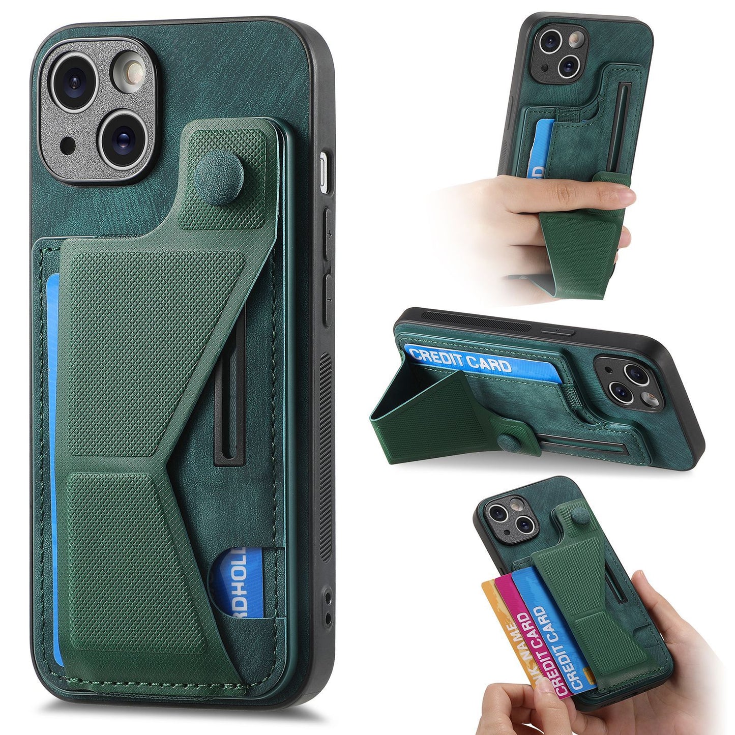 Leather Card Holder Stand iPhone Case