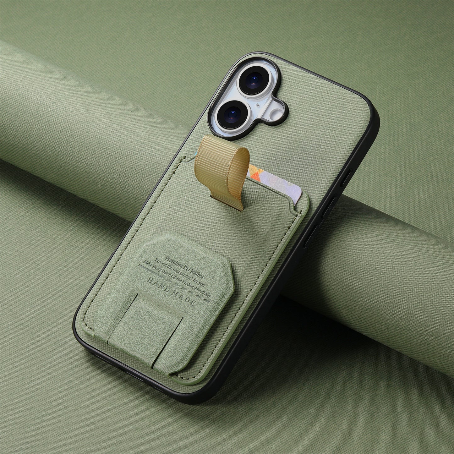 Minimalist solid-color shockproof iPhone case with kickstand