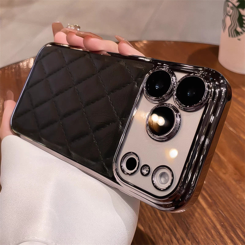 Electroplated leather Chanel-style iPhone case