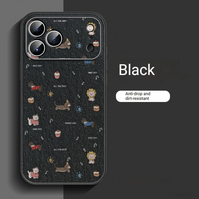 Oil painting dog party lambskin iPhone case