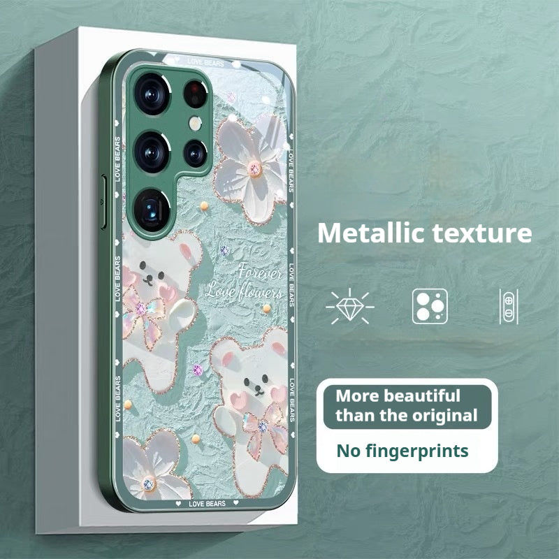 Glass oil painting bear Samsung phone case