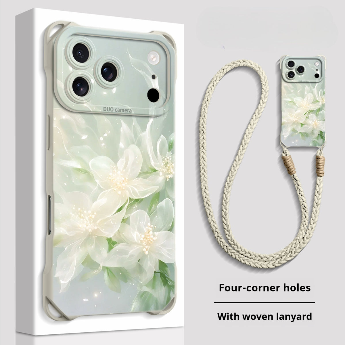 Lucky Lotus Four-Corner Lanyard Apple Phone Case